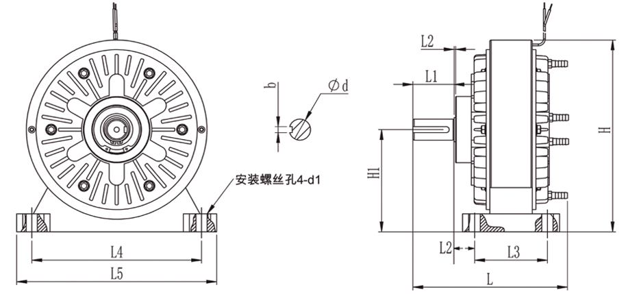 FZ型機座磁粉制動器外形尺寸圖 FZ型機座磁粉制動器外形尺寸圖